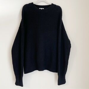 Reformation Sam Cotton Cashmere Oversized Crew Sweater Black Size M